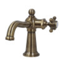 Thumbnail for Kingston Brass KS154BXAB Nautical Single-Handle Bathroom Faucet with Push Pop-Up, Antique Brass - BNGBath