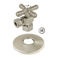 Thumbnail for Kingston Brass CC43108XK 1/2-Inch FIP X 3/8-Inch OD Comp Quarter-Turn Angle Stop Valve with Flange, Brushed Nickel - BNGBath