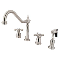 Thumbnail for Kingston Brass KB1798AXBS Widespread Kitchen Faucet, Brushed Nickel - BNGBath