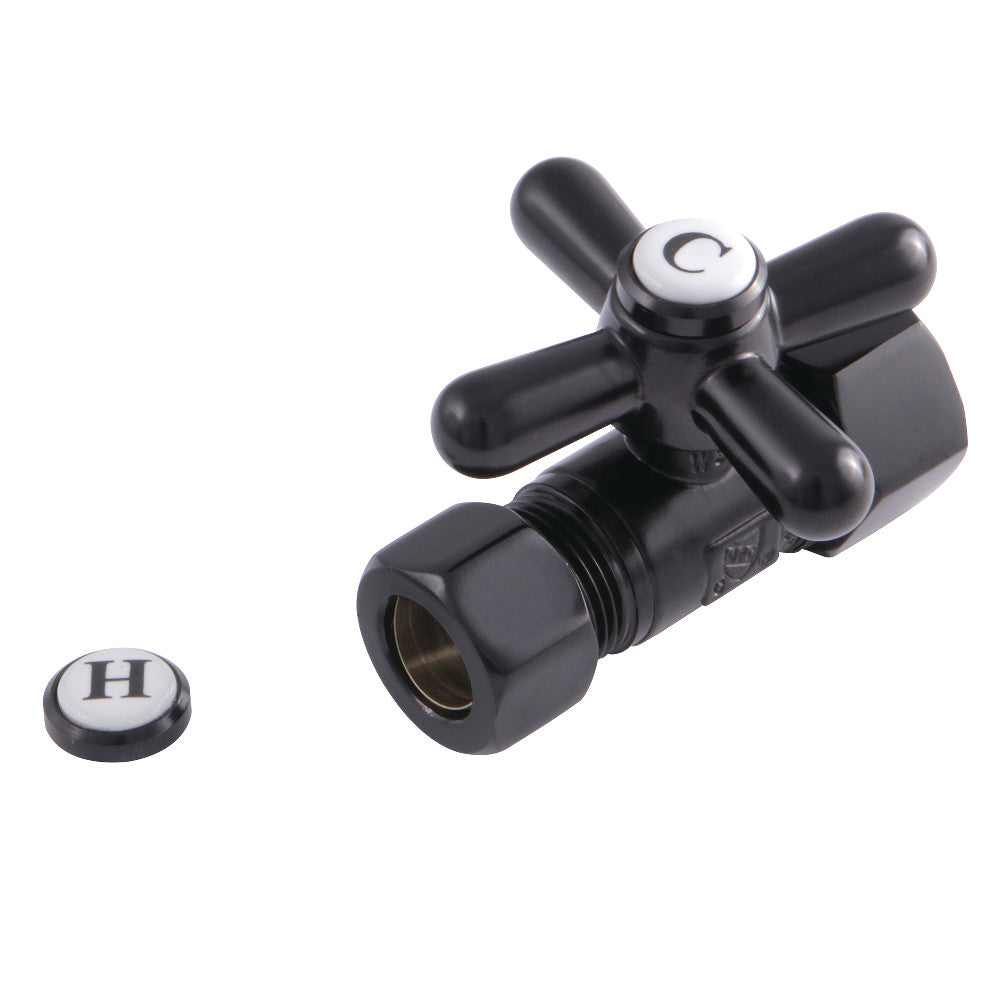 Kingston Brass CC44450X 5/8" OD Comp X 1/2" OD Comp Straight Shut-Off Valve, Matte Black - BNGBath