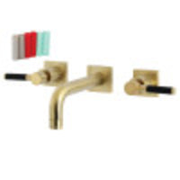 Thumbnail for Kingston Brass KS6127DKL Ksiser Two-Handle Wall Mount Bathroom Faucet, Brushed Brass - BNGBath