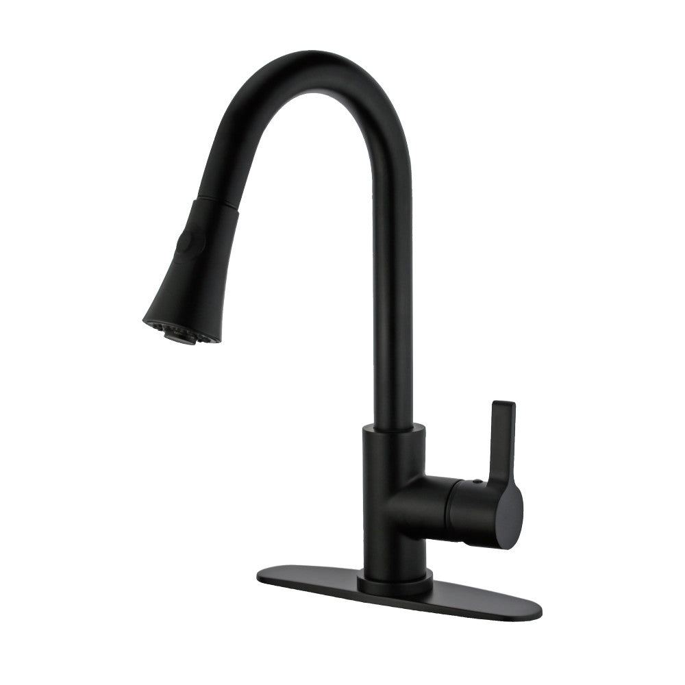 Gourmetier LS8720CTL Continental Single-Handle Pull-Down Kitchen Faucet, Matte Black - BNGBath