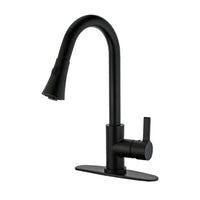 Thumbnail for Gourmetier LS8720CTL Continental Single-Handle Pull-Down Kitchen Faucet, Matte Black - BNGBath