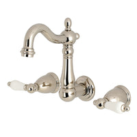 Thumbnail for Kingston Brass KS1226PL 8-Inch Center Wall Mount Bathroom Faucet, Polished Nickel - BNGBath