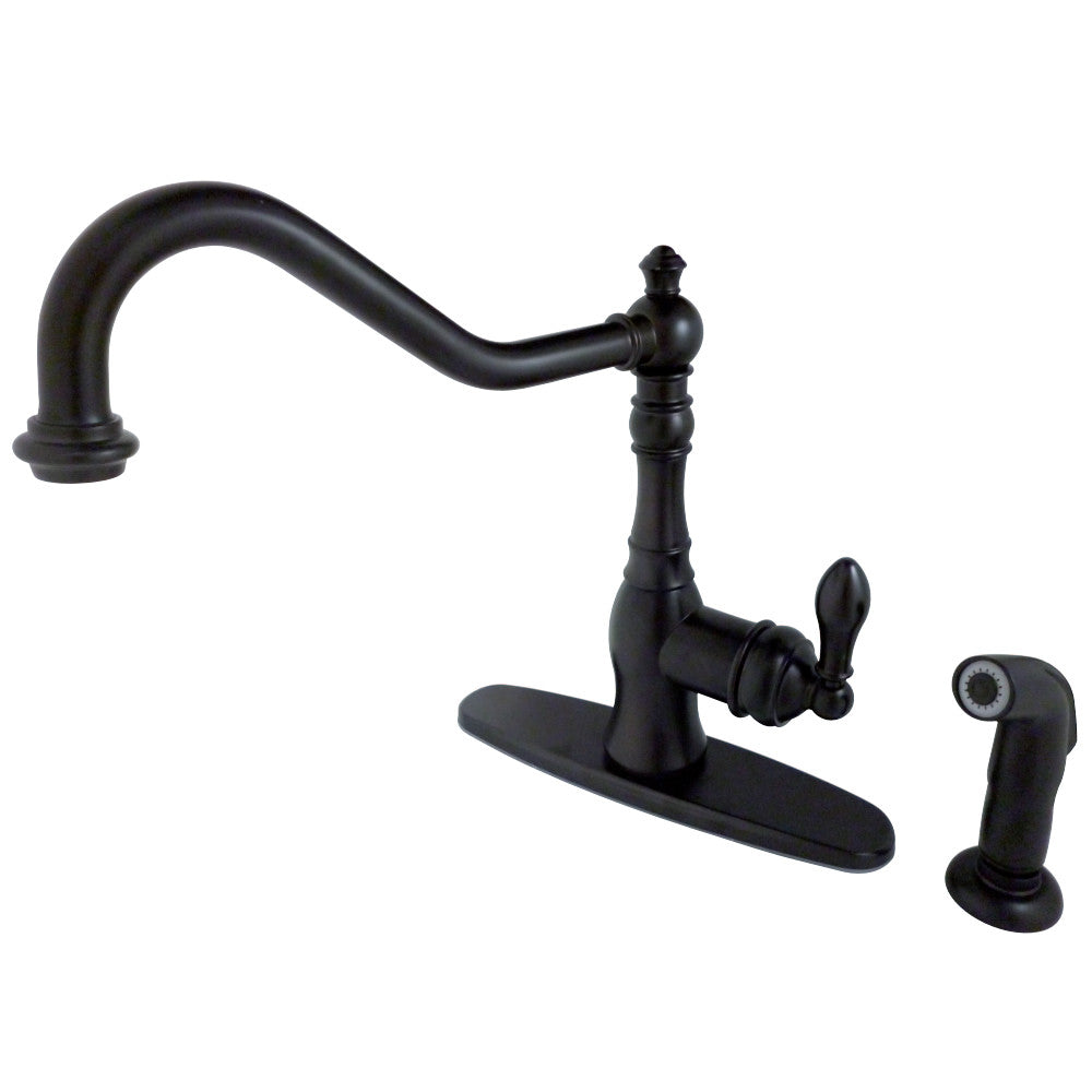 Gourmetier GSY7705ACLSP American Classic Single-Handle Kitchen Faucet with Brass Sprayer, Oil Rubbed Bronze - BNGBath