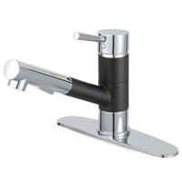 Thumbnail for Gourmetier LS8407DL Concord Single-Handle Pull-Out Kitchen Faucet, Matte Black/Polished Chrome - BNGBath