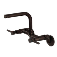 Thumbnail for Kingston Brass Concord 8-Inch Adjustable Center Wall Mount Kitchen Faucet, Oil Rubbed Bronze - BNGBath