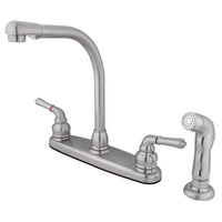 Thumbnail for Kingston Brass FB758SP Americana 8-Inch Centerset Kitchen Faucet with Sprayer, Brushed Nickel - BNGBath