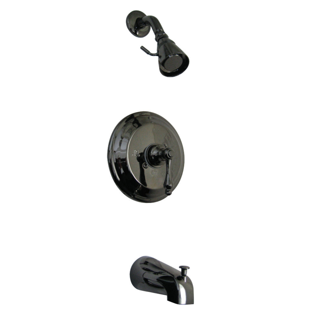 Kingston Brass NB3630AL Water Onyx Pressure Balanced Tub & Shower Faucet with Metal Lever Handle, Black Stainless Steel - BNGBath