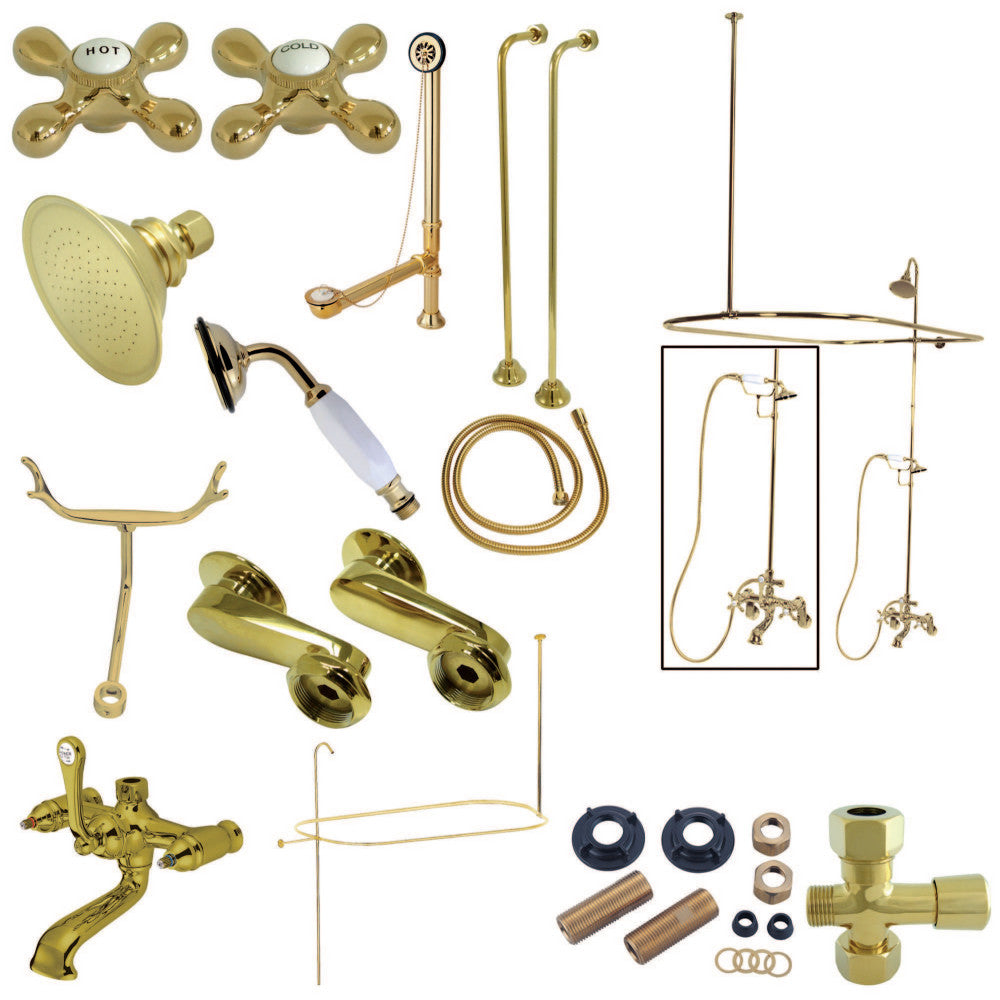 Kingston Brass CCK1142AX Vintage Clawfoot Tub Faucet Package, Polished Brass - BNGBath