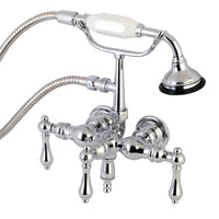 Thumbnail for Aqua Vintage AE20T1 Vintage 3-3/8 Inch Wall Mount Tub Faucet with Hand Shower, Polished Chrome - BNGBath