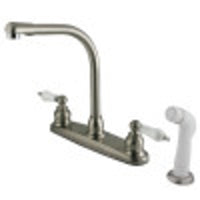 Thumbnail for Kingston Brass KB717 Victorian Centerset Kitchen Faucet, Brushed Nickel/Polished Chrome - BNGBath