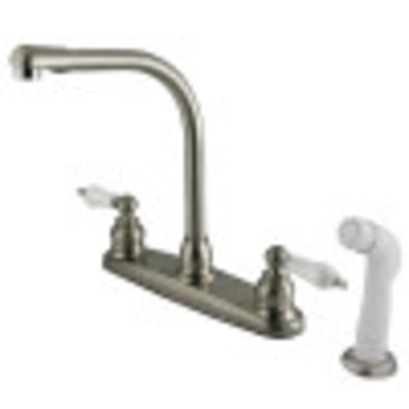 Kingston Brass KB717 Victorian Centerset Kitchen Faucet, Brushed Nickel/Polished Chrome - BNGBath