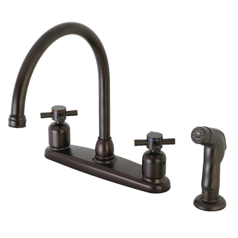 Kingston Brass FB795DXSP Concord 8-Inch Centerset Kitchen Faucet with Sprayer, Oil Rubbed Bronze - BNGBath