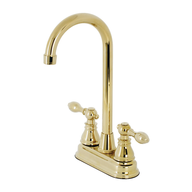 Kingston Brass KB492ACL American Classic Two-Handle High-Arc Bar Faucet, Polished Brass - BNGBath