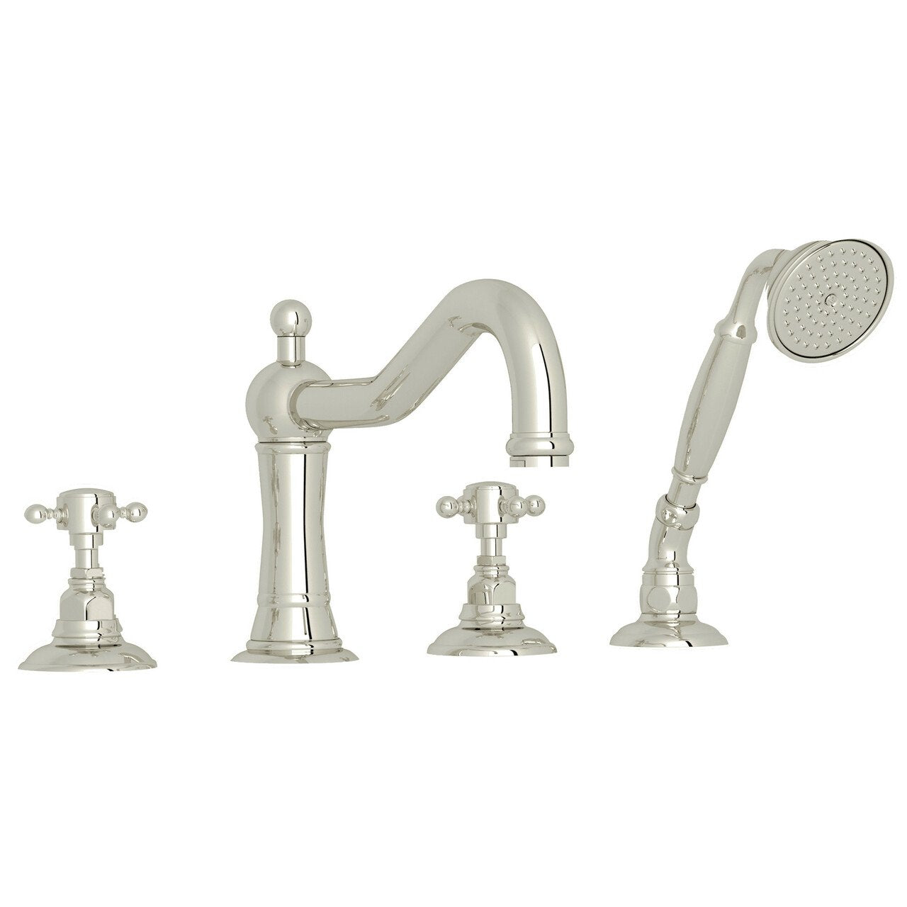 ROHL Acqui 4-Hole Deck Mount Column Spout Tub Filler with Handshower - BNGBath