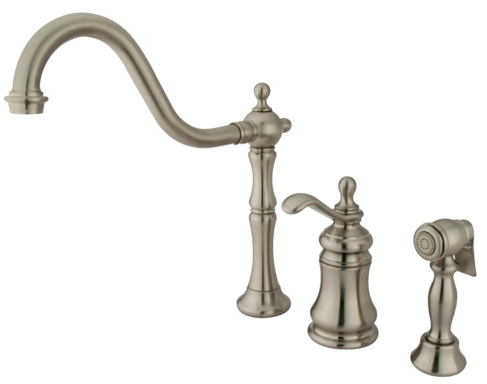 Kingston Brass KS7808TPLBS Widespread Kitchen Faucet, Brushed Nickel - BNGBath