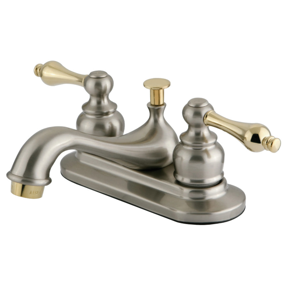 Kingston Brass KB609AL Restoration 4 in. Centerset Bathroom Faucet, Brushed Nickel/Polished Brass - BNGBath