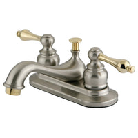 Thumbnail for Kingston Brass KB609AL Restoration 4 in. Centerset Bathroom Faucet, Brushed Nickel/Polished Brass - BNGBath