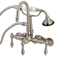 Thumbnail for Kingston Brass AE301T8 Aqua Vintage Wall Mount Clawfoot Tub Faucets, Brushed Nickel - BNGBath