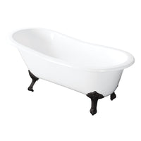 Thumbnail for Aqua Eden VCTND5431B0 54-Inch Cast Iron Slipper Clawfoot Tub without Faucet Drillings, White/Matte Black - BNGBath