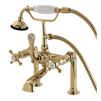 Thumbnail for Aqua Vintage AE103T2BX English Country Deck Mount Clawfoot Tub Faucet, Polished Brass - BNGBath