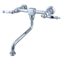 Thumbnail for Kingston Brass KS1211TL Heritage Wall Mount Bathroom Faucet, Polished Chrome - BNGBath