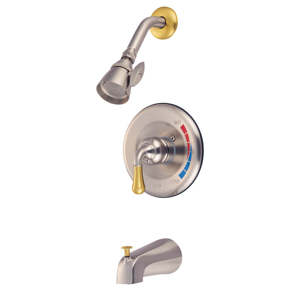 Kingston Brass KB639T Single-Handle Tub and Shower Faucet Trim Only, Brushed Nickel/Polished Brass - BNGBath