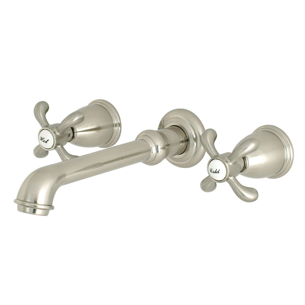 Kingston Brass KS7128TX French Country Two-Handle Wall Mount Bathroom Faucet, Brushed Nickel - BNGBath