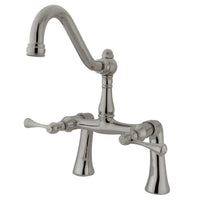 Thumbnail for Kingston Brass KS3238BL Restoration 7-Inch Center Deck Mount Clawfoot Tub Faucet, Brushed Nickel - BNGBath