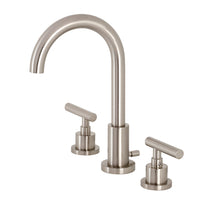 Thumbnail for Kingston Brass FSC8928CML Manhattan Widespread Bathroom Faucet with Brass Pop-Up, Brushed Nickel - BNGBath