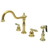 Thumbnail for Kingston Brass KB1792ALBS Widespread Kitchen Faucet, Polished Brass - BNGBath