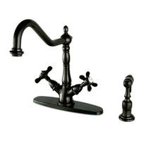 Thumbnail for Kingston Brass KS1235BEXBS Mono Deck Mount Kitchen Faucet with Brass Sprayer, Oil Rubbed Bronze - BNGBath
