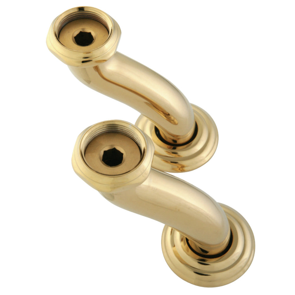 Kingston Brass CCU402 S Shape Swing Elbow for 7" Centers Deck Mount Tub Filler with Hand Shower, Polished Brass - BNGBath