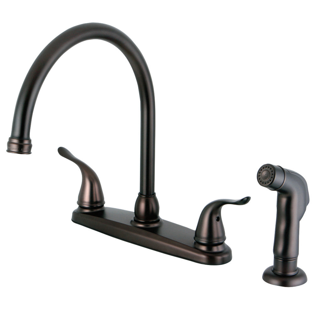 Kingston Brass FB2795YLSP Yosemite 8-Inch Centerset Kitchen Faucet with Sprayer, Oil Rubbed Bronze - BNGBath