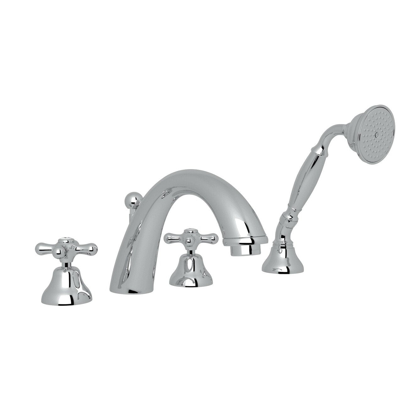 ROHL Verona 4-Hole Deck Mount C-Spout Tub Filler with Handshower - BNGBath