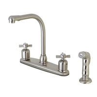 Thumbnail for Kingston Brass FB758ZXSP Millennium 8-Inch Centerset Kitchen Faucet with Sprayer, Brushed Nickel - BNGBath