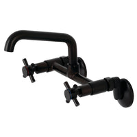 Thumbnail for Kingston Brass KS423ORB Concord Two-Handle Wall-Mount Kitchen Faucet, Oil Rubbed Bronze - BNGBath