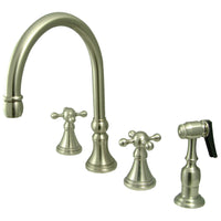 Thumbnail for Kingston Brass KS2798KXBS Widespread Kitchen Faucet, Brushed Nickel - BNGBath