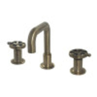 Thumbnail for Kingston Brass KS142RXAB Belknap Widespread Bathroom Faucet with Push Pop-Up, Antique Brass - BNGBath
