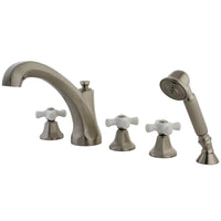 Thumbnail for Kingston Brass KS43285PX Roman Tub Faucet with Hand Shower, Brushed Nickel - BNGBath