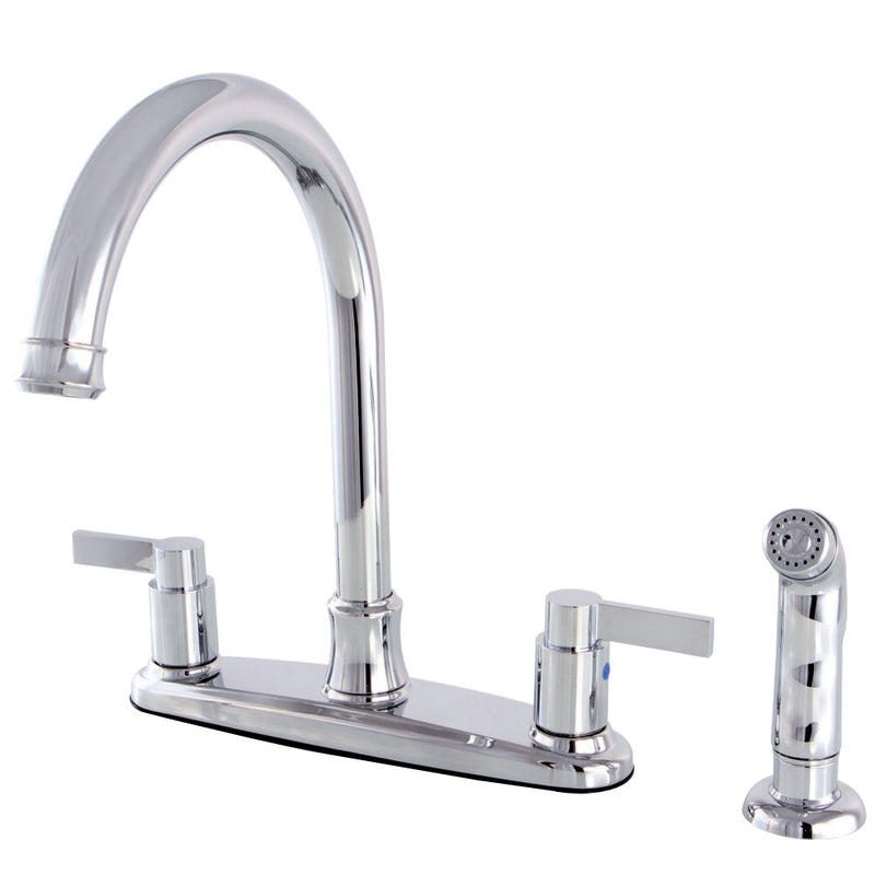 Kingston Brass FB7791NDLSP NuvoFusion 8-Inch Centerset Kitchen Faucet with Sprayer, Polished Chrome - BNGBath