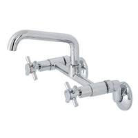 Thumbnail for Kingston Brass KS423C Concord Two-Handle Wall-Mount Kitchen Faucet, Polished Chrome - BNGBath