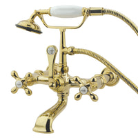 Thumbnail for Kingston Brass CC547T2 Vintage 7-Inch Wall Mount Tub Faucet with Hand Shower, Polished Brass - BNGBath