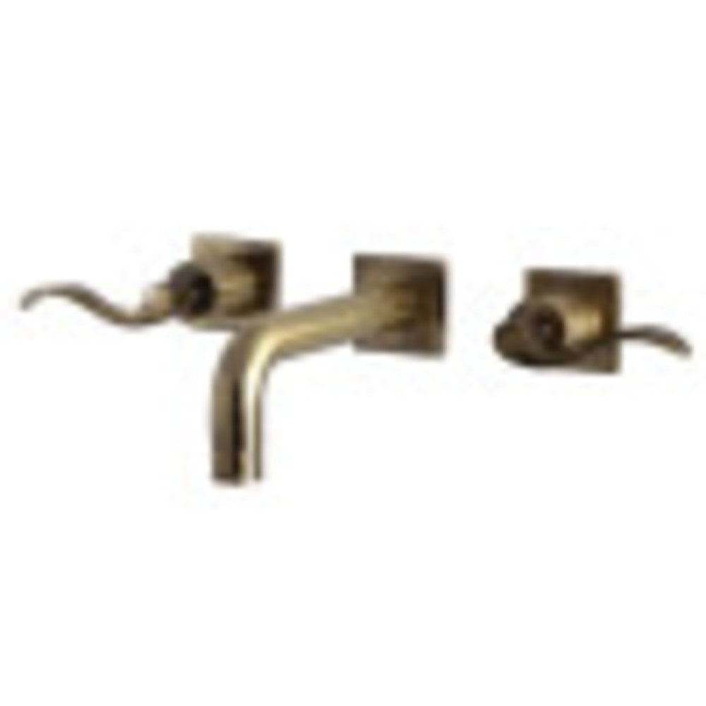 Kingston Brass KS6123DFL NuWave Two-Handle Wall Mount Bathroom Faucet, Antique Brass - BNGBath