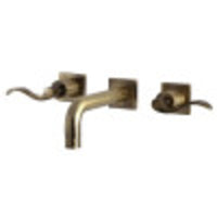 Thumbnail for Kingston Brass KS6123DFL NuWave Two-Handle Wall Mount Bathroom Faucet, Antique Brass - BNGBath