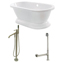Thumbnail for Aqua Eden KT7PE672824B8 67-Inch Acrylic Double Ended Pedestal Tub Combo with Faucet and Supply Lines, White/Brushed Nickel - BNGBath