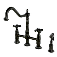 Thumbnail for Kingston Brass KS1275PKXBS Duchess Bridge Kitchen Faucet with Brass Sprayer, Oil Rubbed Bronze - BNGBath