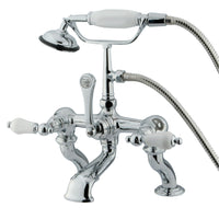 Thumbnail for Kingston Brass CC412T1 Vintage 7-Inch Deck Mount Tub Faucet with Hand Shower, Polished Chrome - BNGBath
