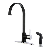 Thumbnail for Gourmetier LS8717DLSP Concord Single-Handle Kitchen Faucet with Side Sprayer, Matte Black/Polished Chrome - BNGBath